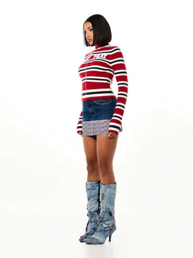 Striped Zip Up Cardigan