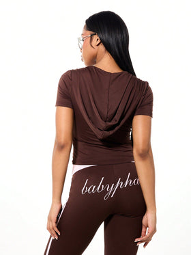 Short Sleeve Logo Zip Up Hoodie
