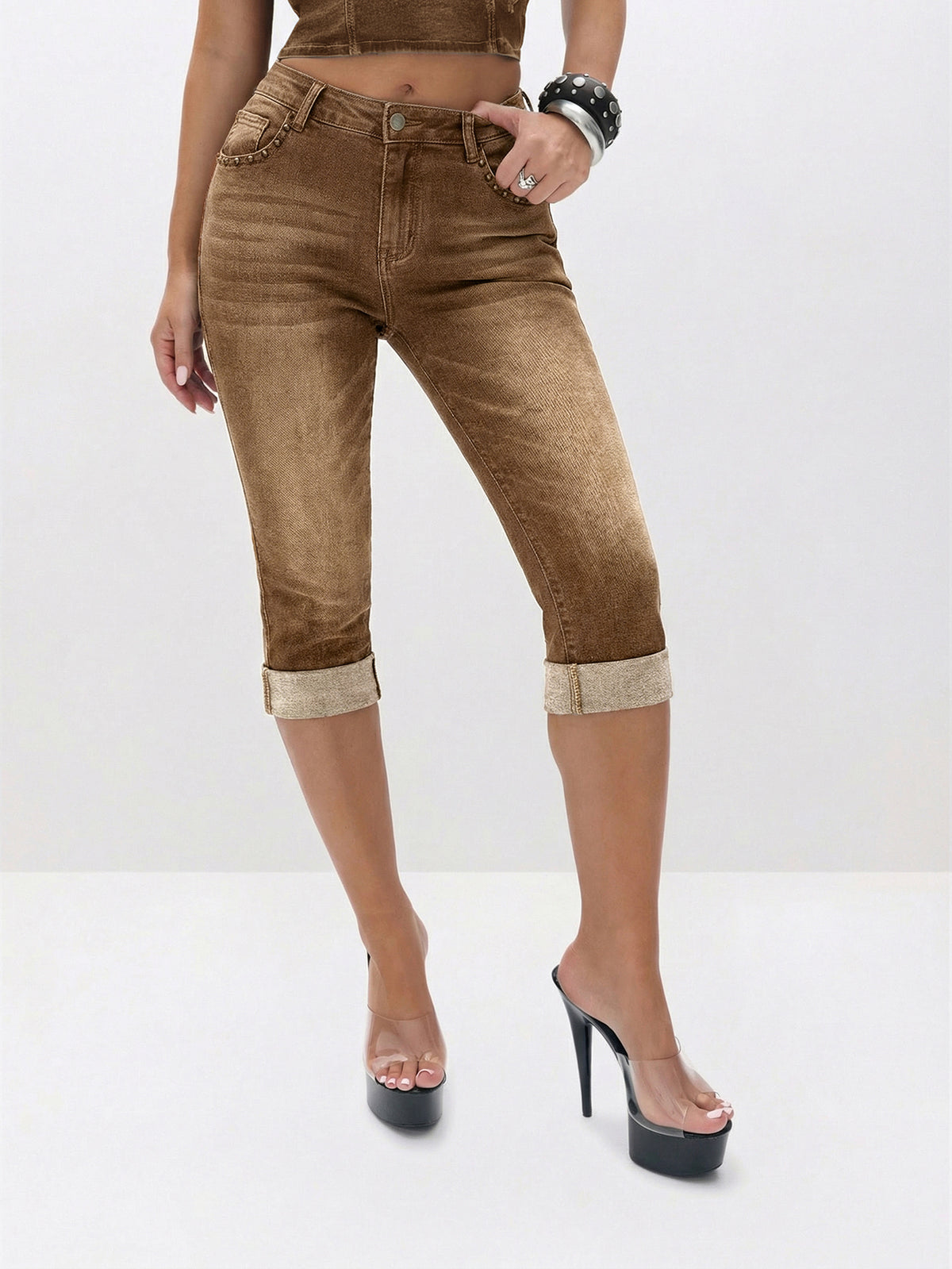 Stretch Denim Capri Jean