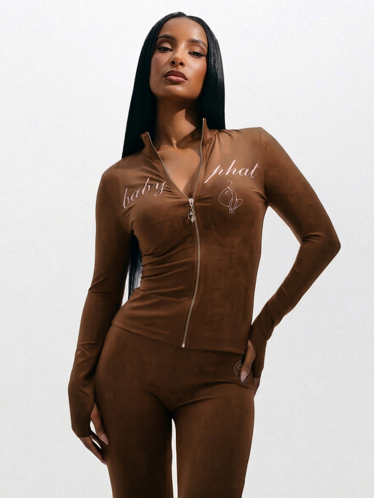 Long Sleeve High Neck Zip Up Top