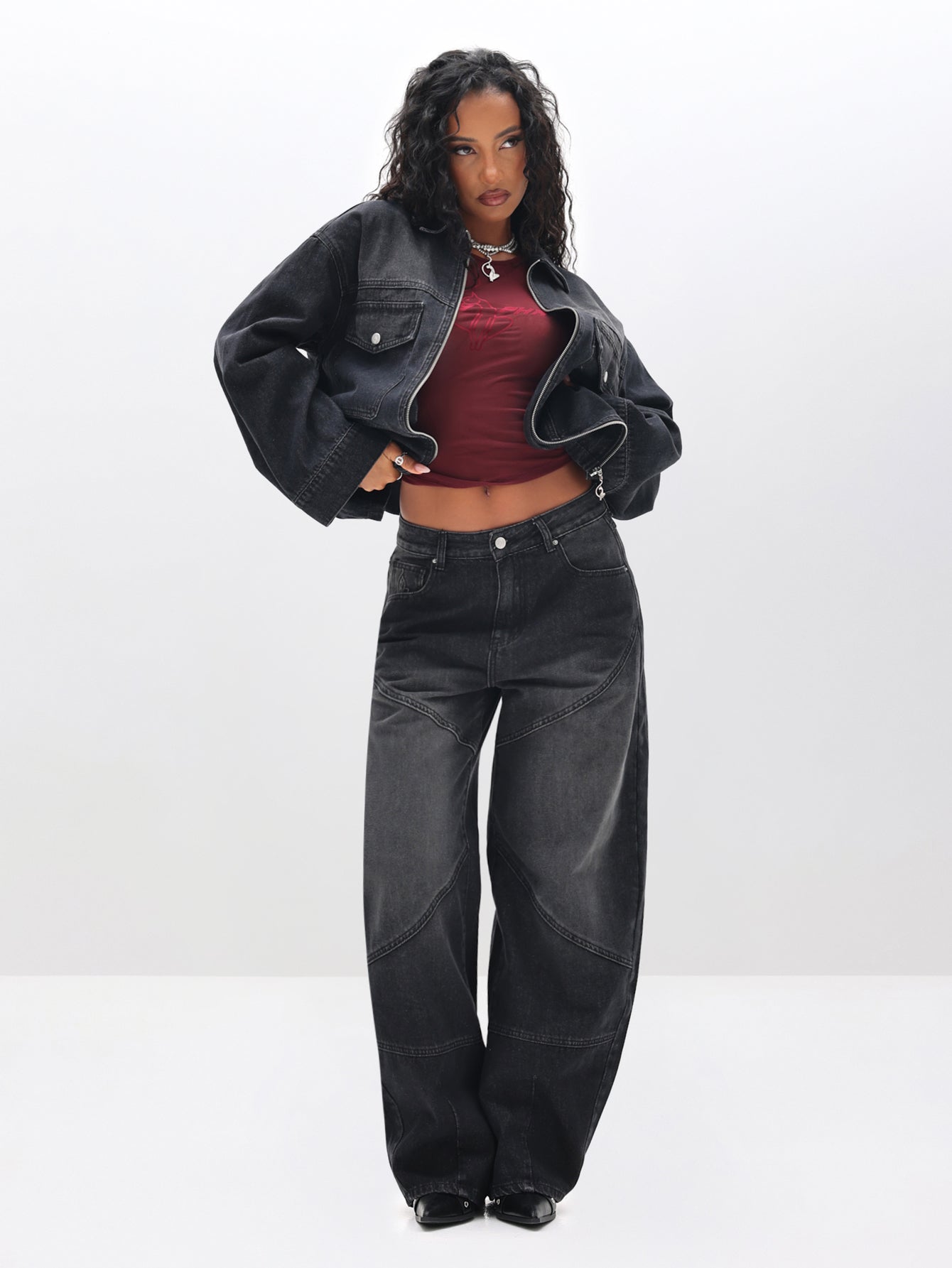 Barrel Jeans with Panelling