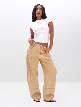 Barrel Jeans with Paneling