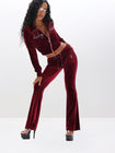 Low Rise Velour Sweatpant with Rhinestones
