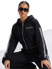 Cropped Hoodie With Rhinestone Trim