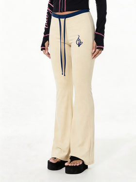 Flare Legging with Contrast Waistband and Drawstring