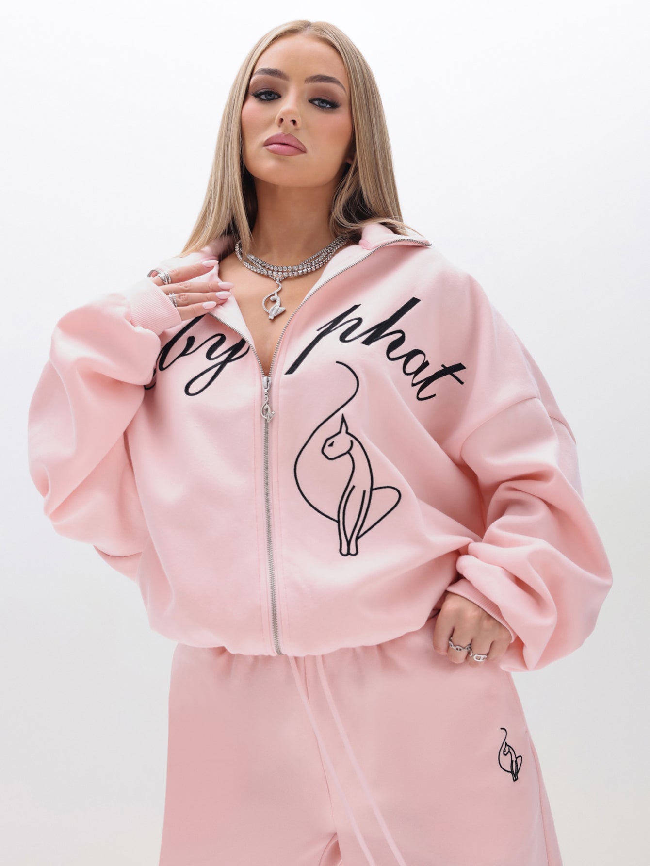 Oversized High Neck Zip Up Sweatshirt