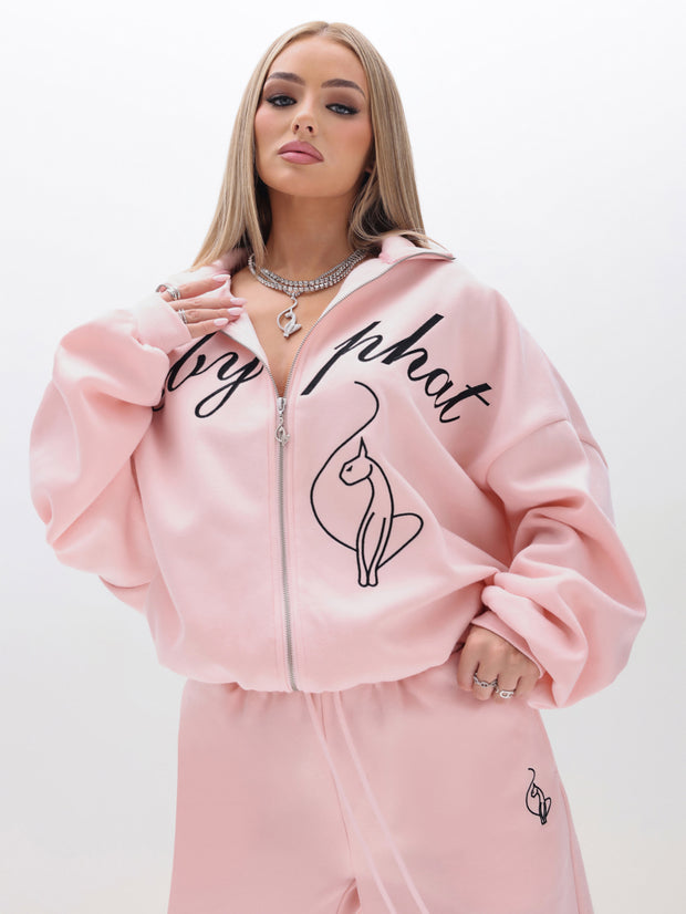 Oversized High Neck Zip Up Sweatshirt