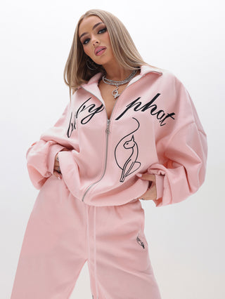 Oversized High Neck Zip Up Sweatshirt