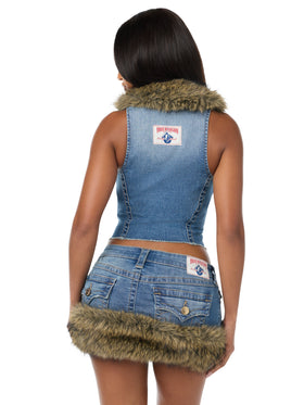 Baby Phat X True Religion Denim Fur Vest