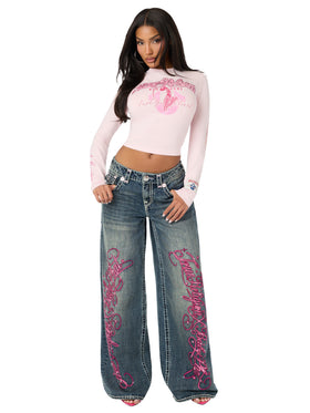 Baby Phat X True Religion Crystal Long Sleeve Baby Tee