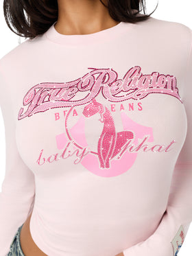 Baby Phat X True Religion Crystal Long Sleeve Baby Tee