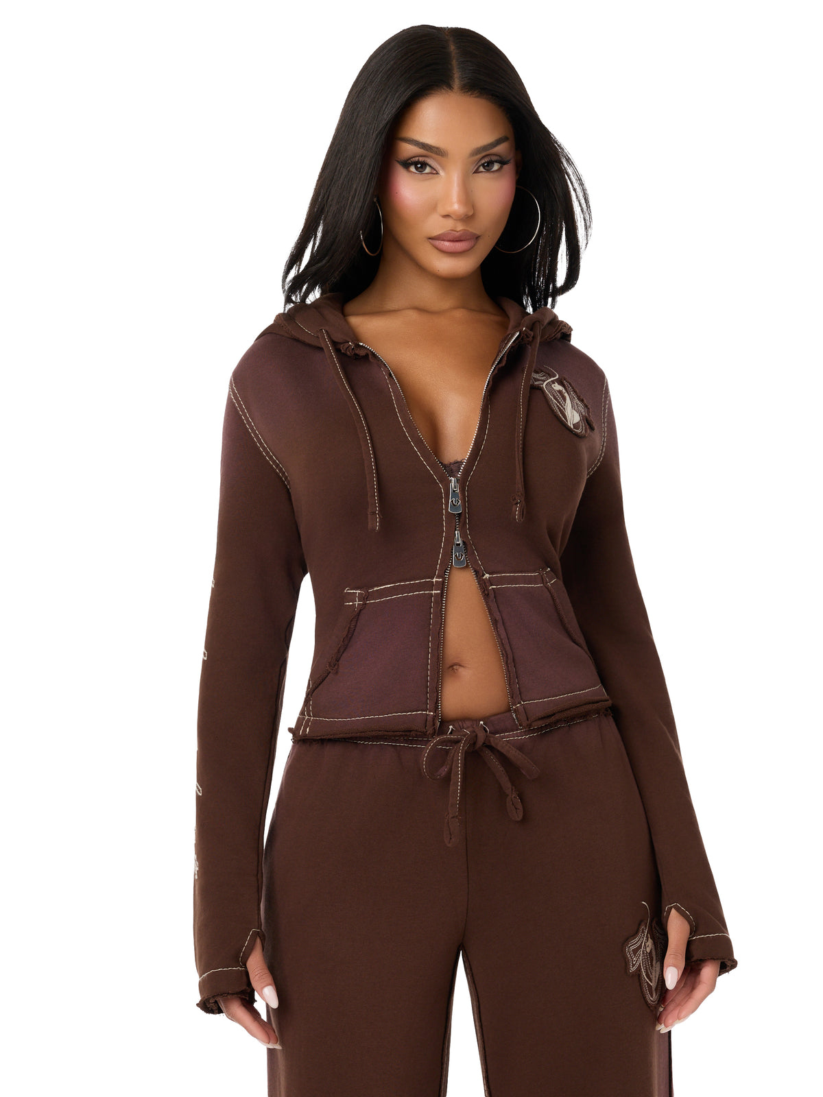 Baby Phat X True Religion Washed Big T Zip Hoodie