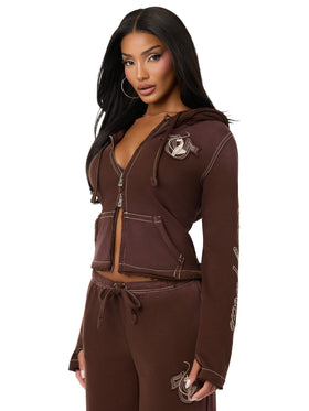Baby Phat X True Religion Washed Big T Zip Hoodie