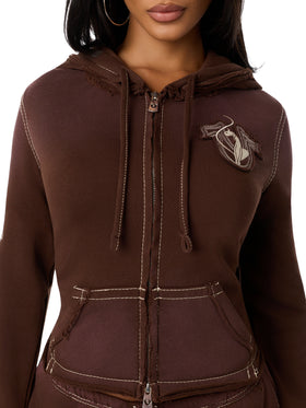 Baby Phat X True Religion Washed Big T Zip Hoodie