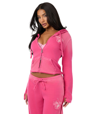 Baby Phat X True Religion Washed Big T Zip Hoodie