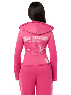 Baby Phat X True Religion Washed Big T Zip Hoodie