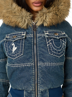 Baby Phat X True Religion Denim Super T Puffer Jacket
