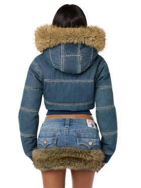 Baby Phat X True Religion Denim Super T Puffer Jacket