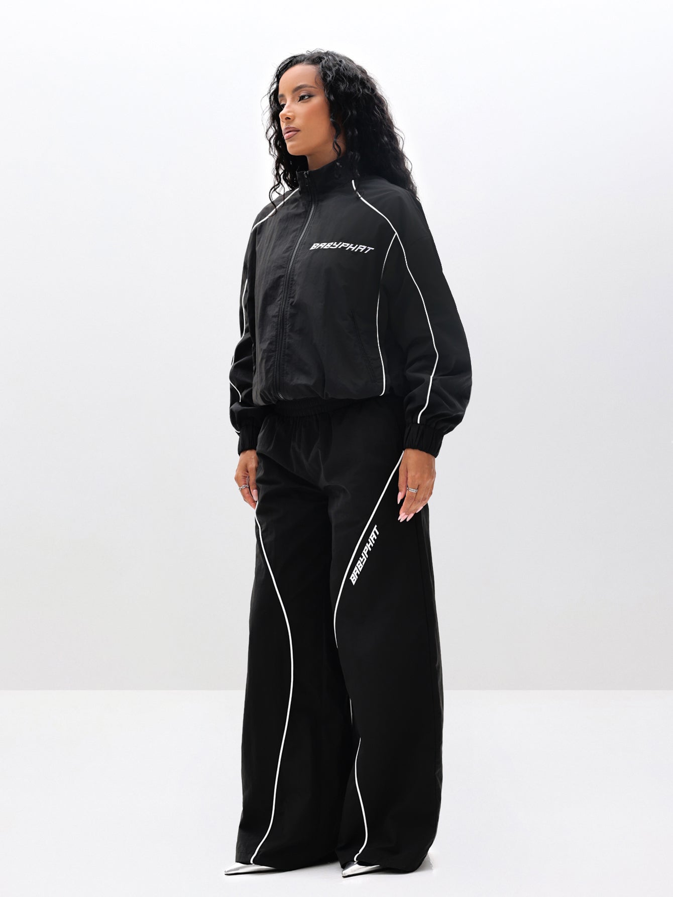 Wide Leg Nylon Trackpants