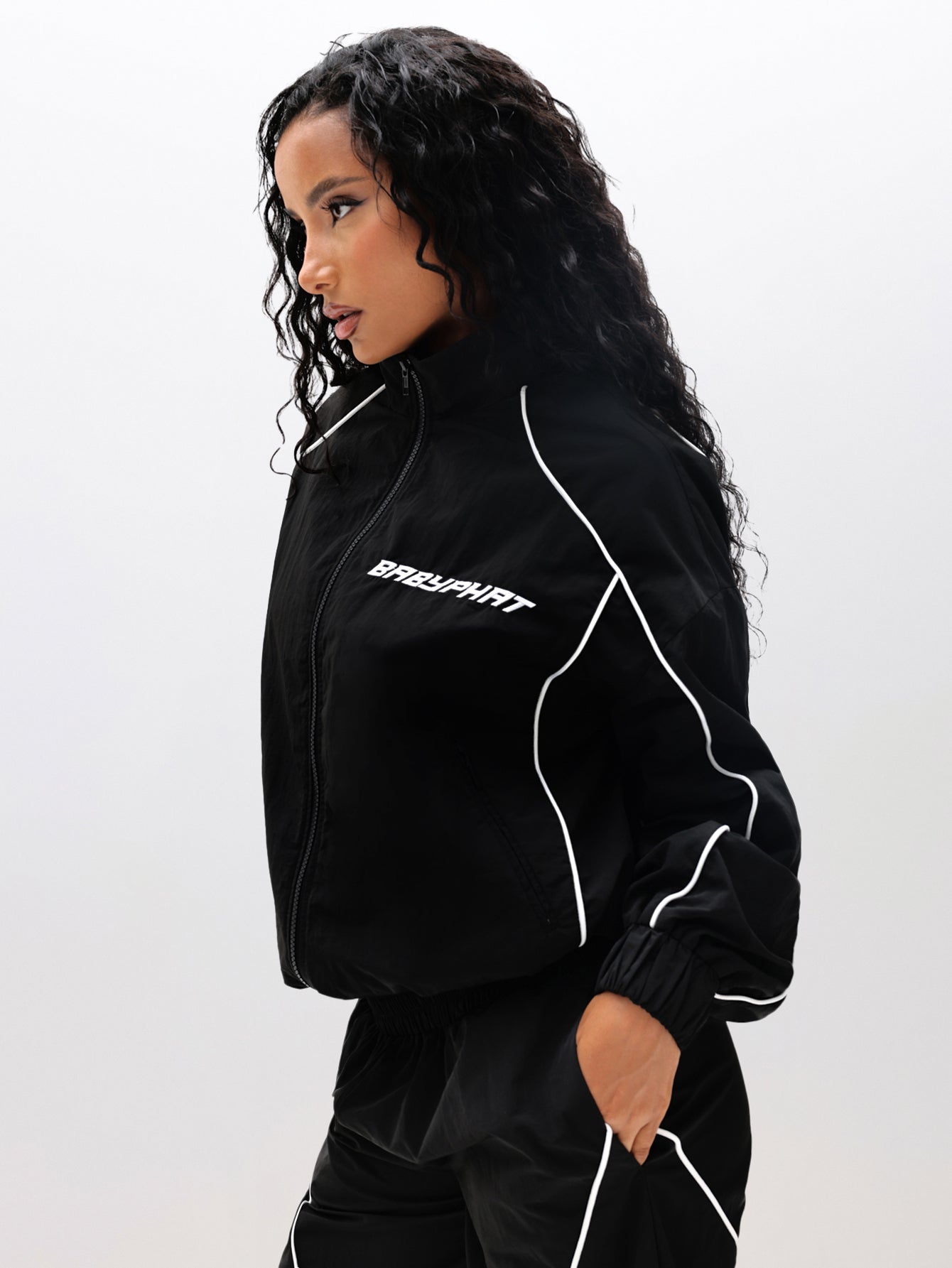 Nylon Track Jacket With Contrast Piping | Baby Phat | Baby Phat