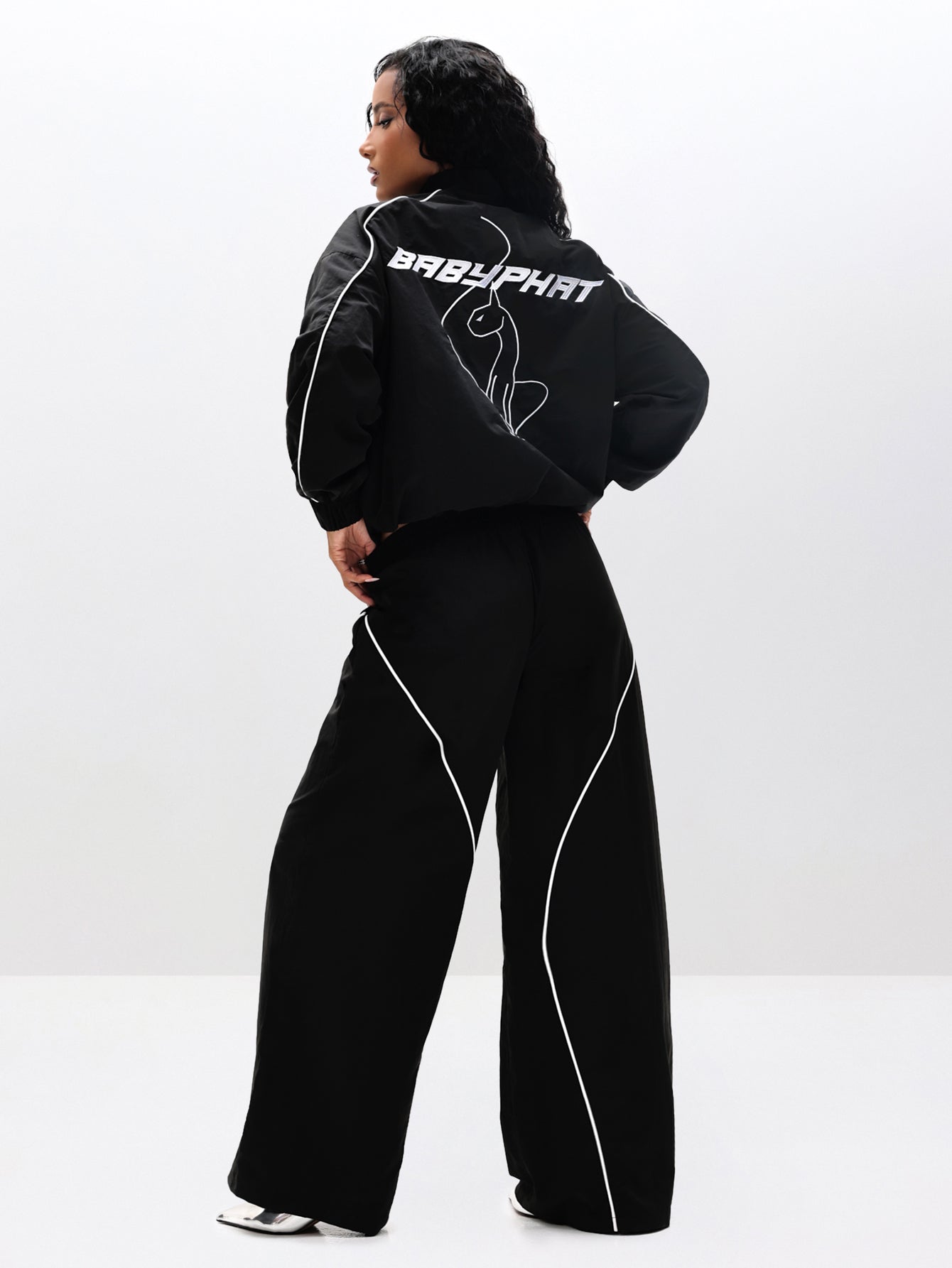 Wide Leg Nylon Trackpants