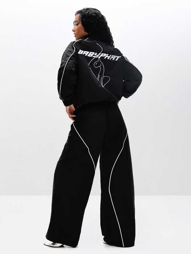 Wide Leg Nylon Trackpants