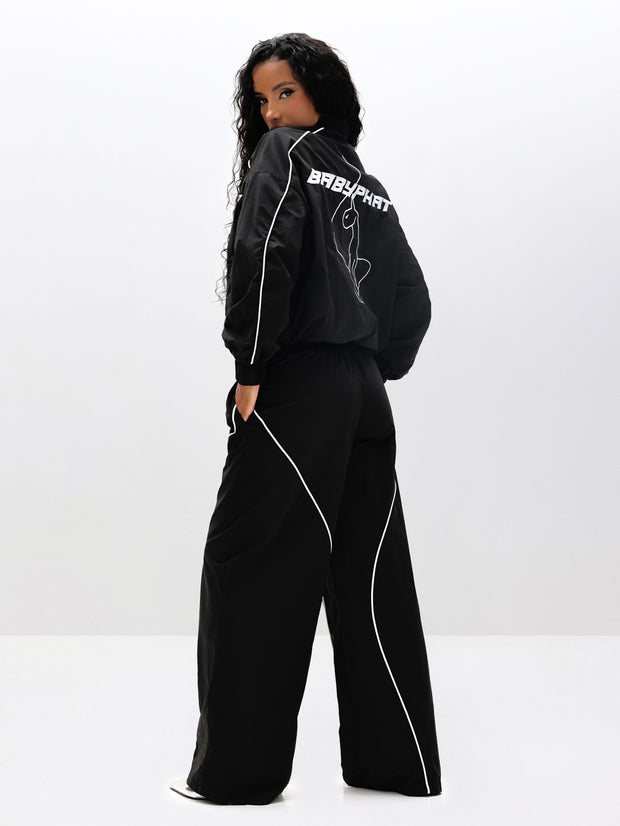 Wide Leg Nylon Trackpants