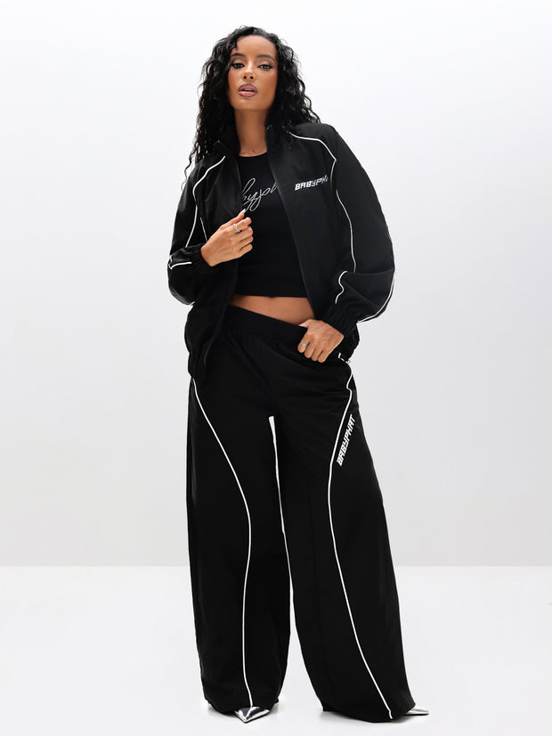 Wide Leg Nylon Trackpants