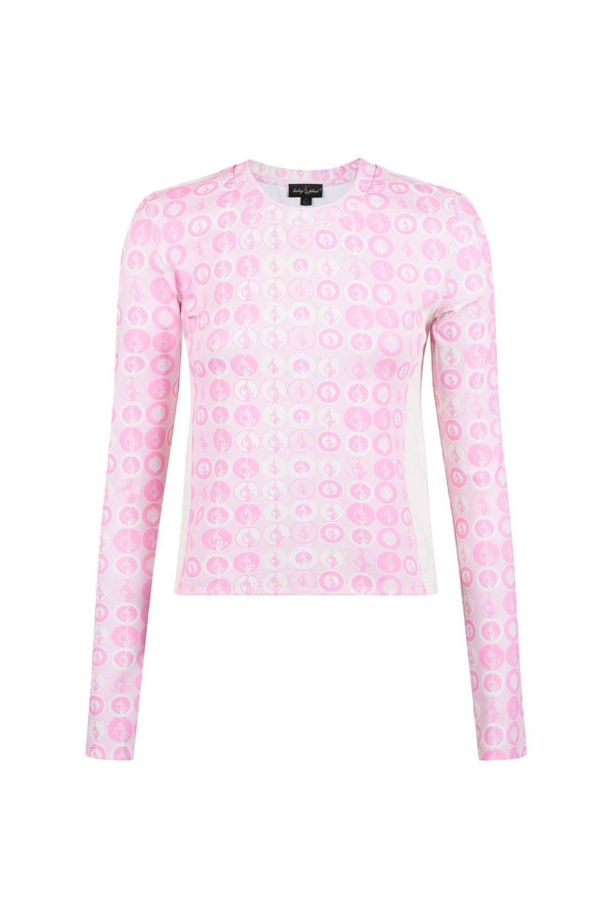 Trixie Long Sleeve Top, hot pink long sleeve top with allover cat print, front view