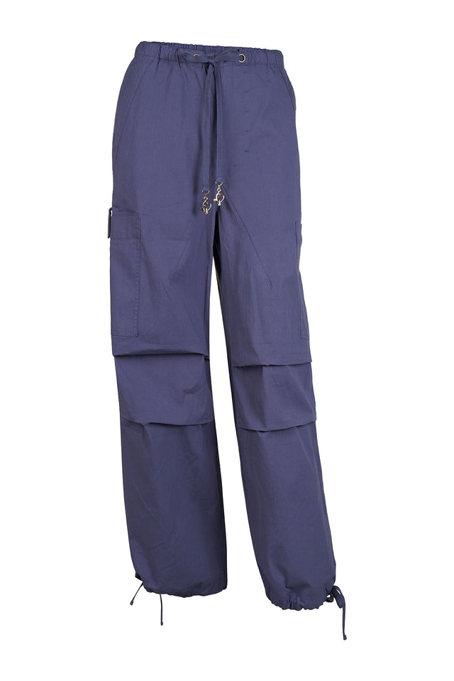 Brooke Cargo Pant, indigo utility cargo design, front view