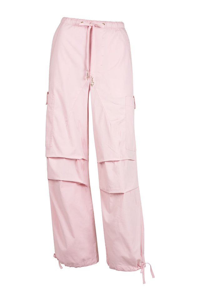 Brooke Cargo Pant, soft pink utility cargo design, front view