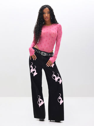 Baggy Fit Jeans with Applique