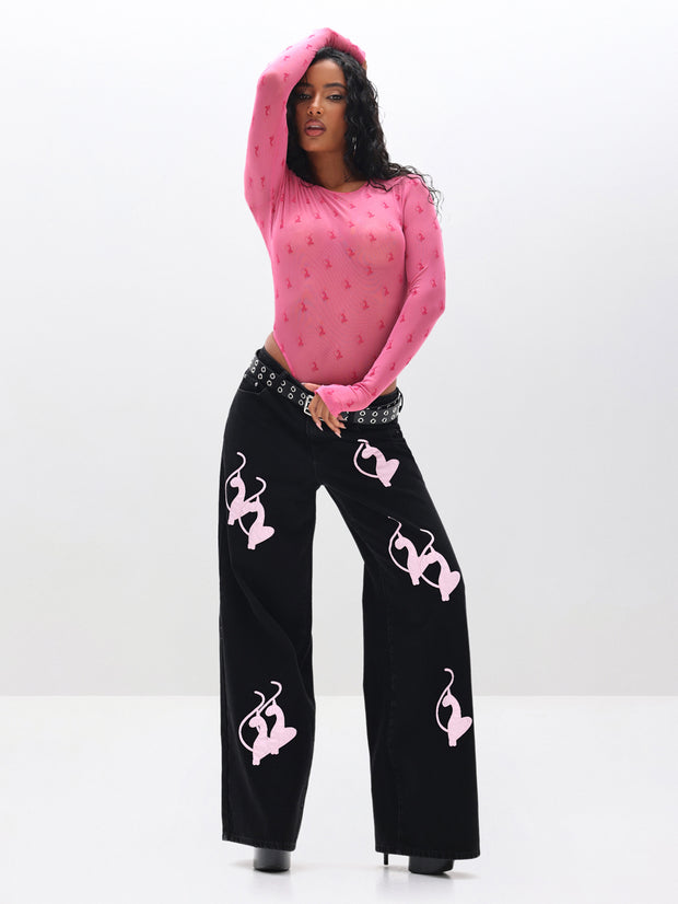 Baggy Fit Jeans with Applique