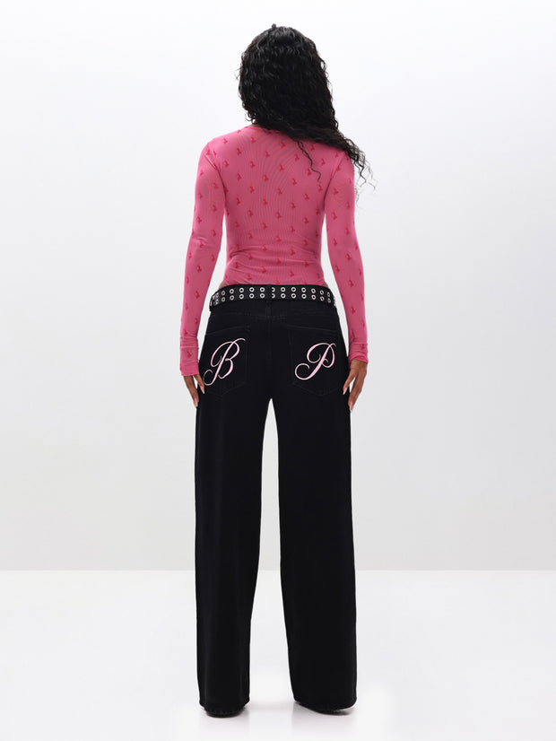 Baggy Fit Jeans with Applique