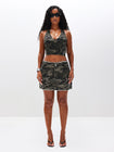 Twill Denim Mini Skirt in Camo Print