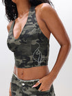 Twill Halterneck Top in Camo