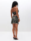 Twill Denim Mini Skirt in Camo Print