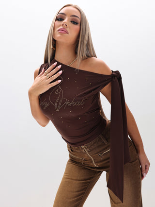 Tie Detail One Shoulder Top
