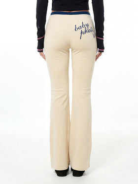 Flare Legging with Contrast Waistband and Drawstring