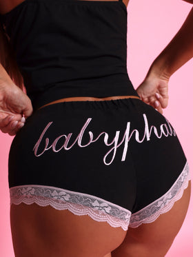 Jersey Micro Short with Lace Trim