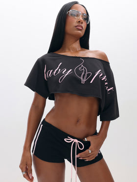 One Shoulder Cropped Sweat Top