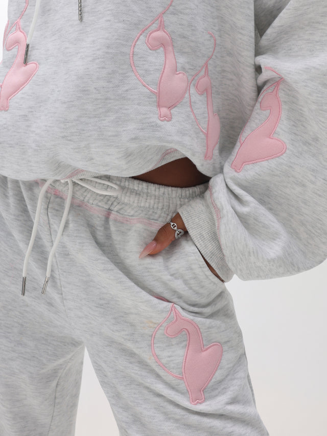 Logo Marled Sweatpant, pink logo graphics near pocket and hip, logo detail
