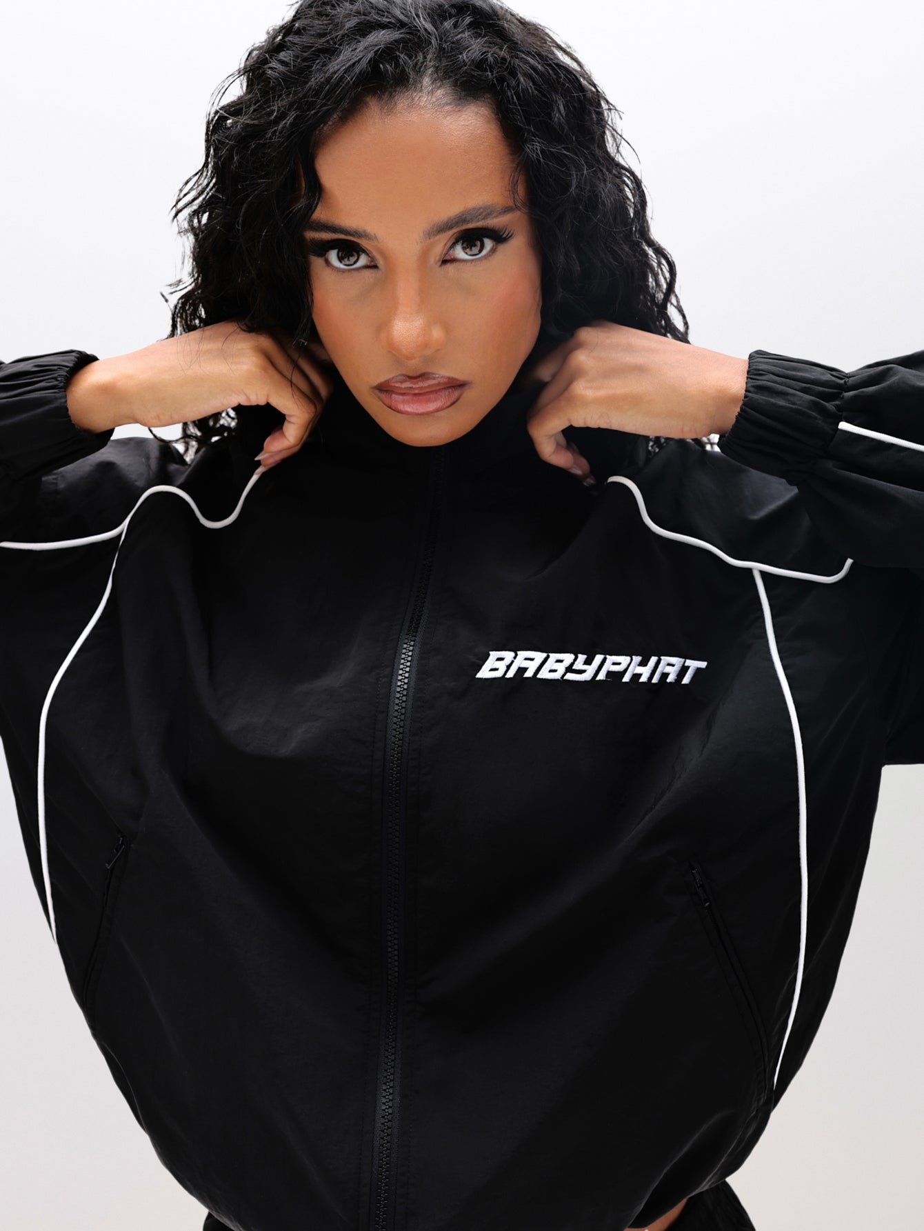 Nylon Track Jacket With Contrast Piping | Baby Phat | Baby Phat