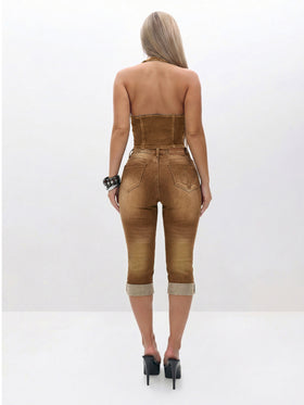 Stretch Denim Capri Jean