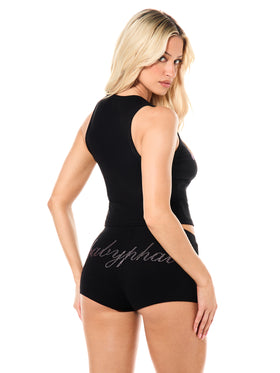 Two Piece Rhinestone Logo Tank and Shorts Set