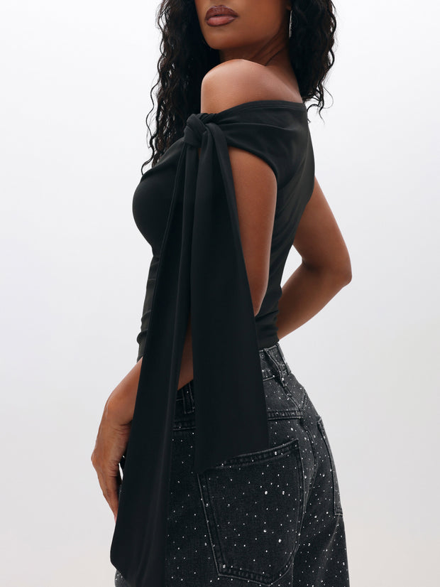 Tie Detail One Shoulder Top