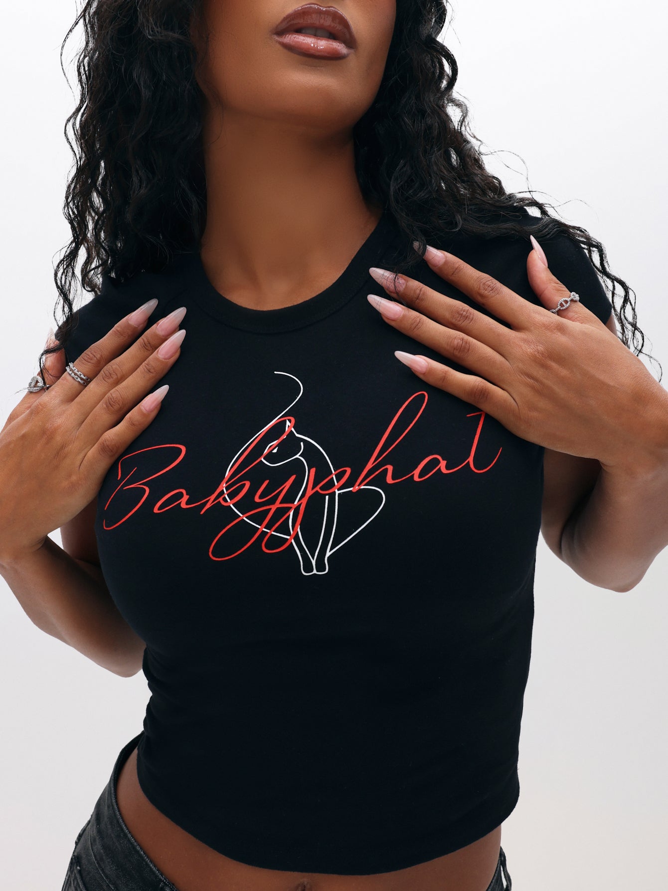 Raglan Graphic Baby Tee in Black | Baby Phat | Baby Phat