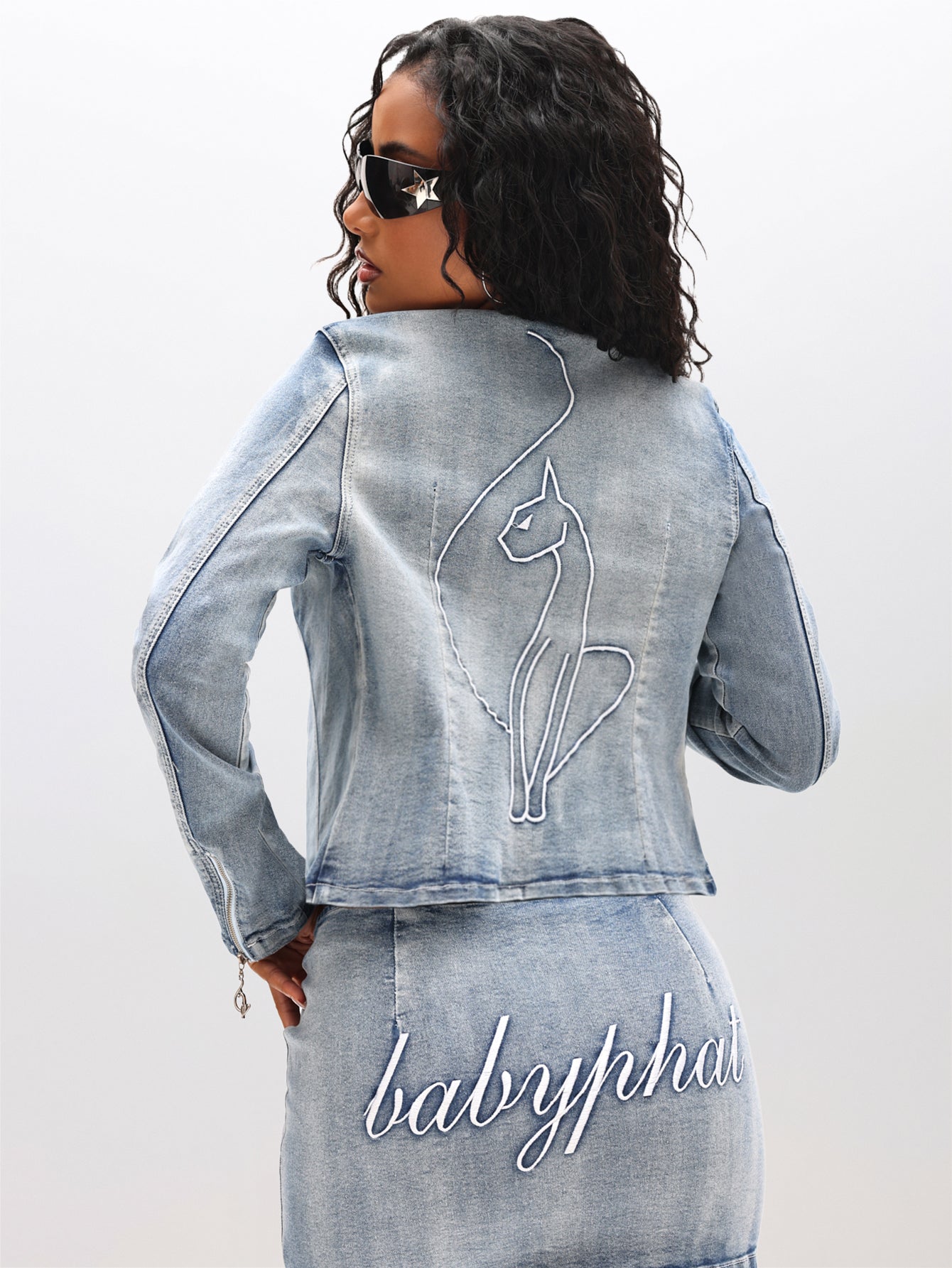 Stretch Denim Moto Jacket