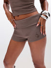 Rib Fold Over Waist Micro Short