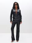 Low Rise Zip Front Faux Leather Moto Pant
